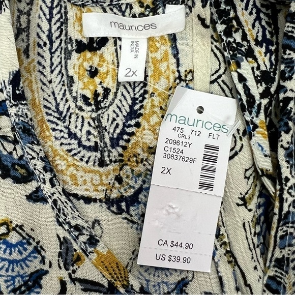 Maurice’s Women’s Pullover Boho Peasant Top Sz 2X Multi Colors Flutter Sleeves - Picture 12 of 16